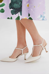 White Nappa Leather Margot Heels